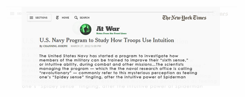 New York Times - U.S. Navy Intuition Study